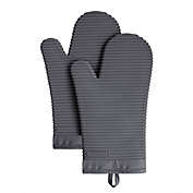 KitchenAid&reg; Ribbed Silicone Oven Mitt in Charcoal Grey (Set of 2)