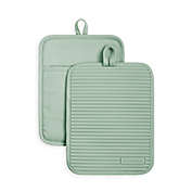 KitchenAid&reg; Ribbed Silicone Pot Holders in Pistachio Green (Set of 2)