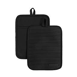 KitchenAid® Ribbed Silicone Pot Holders in Black (Set of 2)