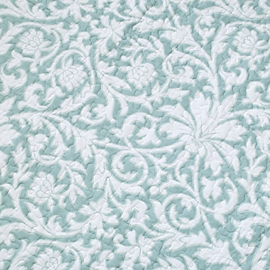 Laura Ashley&reg; Mia Reversible 3-Piece Full/Queen Quilt Set in Light Blue. View a larger version of this product image.