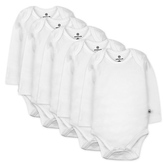 Alternate image 1 for The Honest Company® Size 12M 5-Pack Pure Organic Cotton Long Sleeve Bodysuits