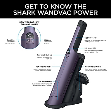 Shark&reg; WANDVAC&reg; POWER PET Cordless Hand Vac in Mauve. View a larger version of this product image.