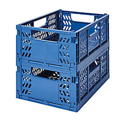 Simply Essential™ Mini Collapsible Crates in Brittany Blue (Set of 2)