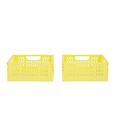 Simply Essential&trade; Medium Collapsible Crates in Limelight (Set of 2). View a larger version of this product image.