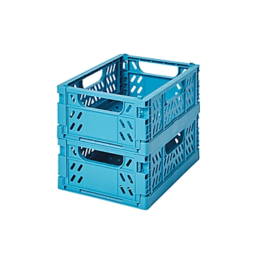 Simply Essential&trade; Mini Collapsible Crates in Brittany Blue (Set of 2). View a larger version of this product image.