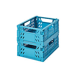 Simply Essential™ Mini Collapsible Crates in Brittany Blue (Set of 2)