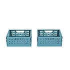 Alternate image 2 for Simply Essential&trade; Medium Collapsible Crates in Brittany Blue (Set of 2)