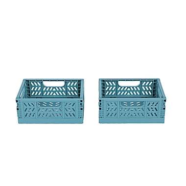 Simply Essential&trade; Medium Collapsible Crates in Brittany Blue (Set of 2). View a larger version of this product image.