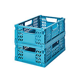 Simply Essential™ Small Collapsible Crates in Brittany Blue (Set of 2)