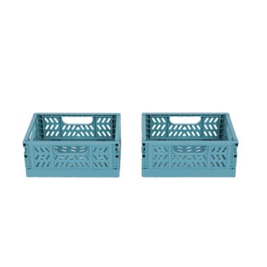 Simply Essential&trade; Small Collapsible Crates in Brittany Blue (Set of 2). View a larger version of this product image.