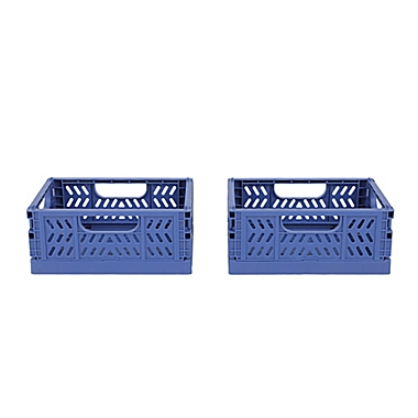 Simply Essential&trade; Small Collapsible Crates in True Navy (Set of 2). View a larger version of this product image.