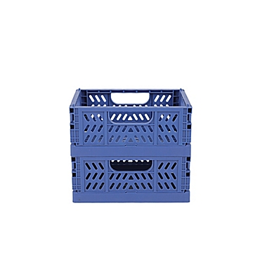 Simply Essential&trade; Small Collapsible Crates in True Navy (Set of 2). View a larger version of this product image.