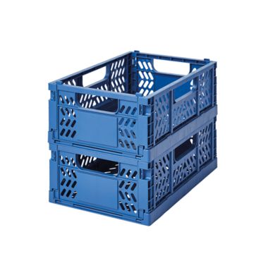 Simply Essential&trade; Small Collapsible Crates in True Navy (Set of 2). View a larger version of this product image.