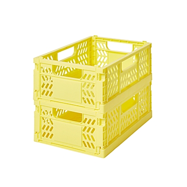 Simply Essential&trade; Small Collapsible Crates in Limelight (Set of 2). View a larger version of this product image.