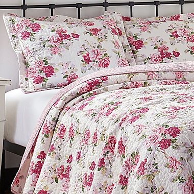 Laura Ashley® Lidia Reversible Quilt Set in Pink | Bed Bath & Beyond