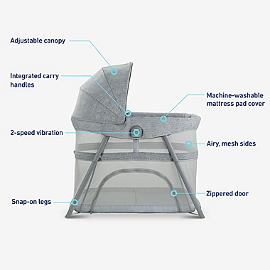 Graco&reg; DreamMore&trade; 3-in-1 Portable Bassinet &amp; Travel Crib in Beau. View a larger version of this product image.