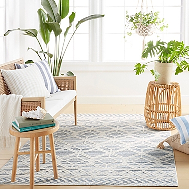 Brookstone Crescent Aurora Indoor/Outdoor 5&#39; x 7&#39; Area Rug in Blue. View a larger version of this product image.