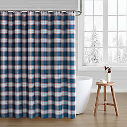Bearpaw 72-Inch x 72-Inch Evan Plaid 13-Piece Shower Curtain and Hook Set in Navy/Multi
