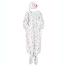 Little Me® Size 0-3M 2-Piece Bee Lovely Long Sleeve Knotted Gown and Hat Set in Floral