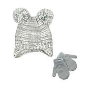 NYGB&trade; 2-Piece Cuddler Double Pom-Pom Hat and Mitten Set in Grey