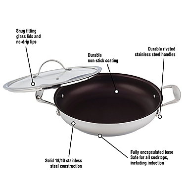 Meyer Confederation Nonstick 11-Inch Stainless Steel Covered Everyday Pan. View a larger version of this product image.