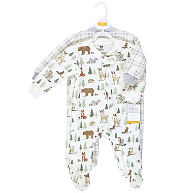 Hudson Baby&reg; Preemie 2-Pack Forest Animals Quilted Sleep and Play Footies in Green. View a larger version of this product image.
