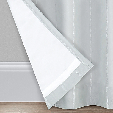 Everhome&trade; Blanche Textured Stripe 84-Inch Light Filtering Curtain Panel in Grey (Single). View a larger version of this product image.