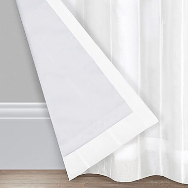Everhome&trade; Blanche Textured Stripe 95-Inch Light Filtering Curtain Panel in White (Single). View a larger version of this product image.