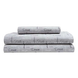 Elite Home Products Inspirational 100-Thread-Count Twin Flannel Sheet Set in Charcoal