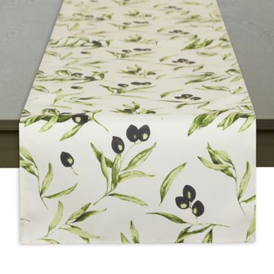 13x108in Watercolor Green Round Leaves Household Table Runners for Decoration Easy to Clean EZON-CH Durable Cotton Linen Table Runners 