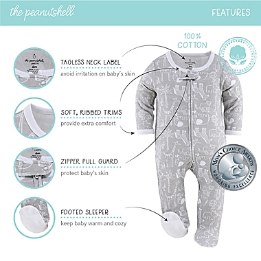 The Peanutshell&trade; Size 6-9M 3-Pack Elephant Sleepers in Grey/White. View a larger version of this product image.