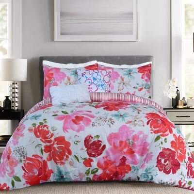 EnvioHome Midnight Floral 5-Piece Reversible King Comforter Set
