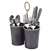 Towle&reg; Living Galvanized Steel Round Cup Flatware Caddy in Black