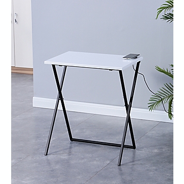 Simply Essential&trade; Folding Desk with Qi Charger in White/Black. View a larger version of this product image.