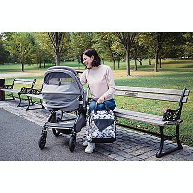 Baby Brezza&reg; Lucia Caddy Tray Diaper Bag in Black/White. View a larger version of this product image.