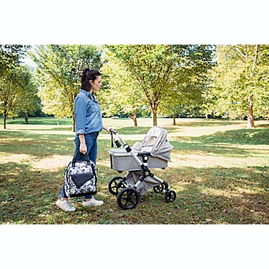 Baby Brezza&reg; Lucia Caddy Tray Diaper Bag in Black/White. View a larger version of this product image.