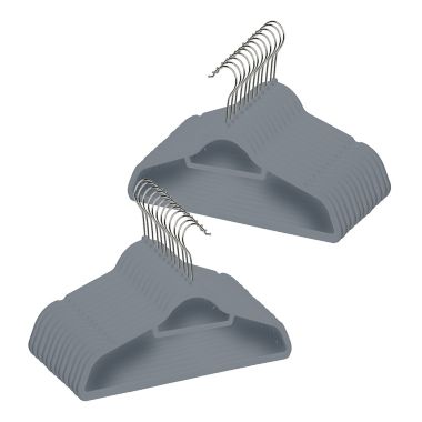 Squared Away&trade; Velvet Slim Suit Hangers with Chrome Hook in Grey (Set of 50). View a larger version of this product image.
