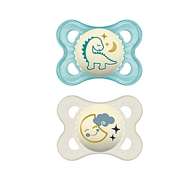 MAM Night Soothers 0-6 Months Glow in the Dark Baby Soothers wit... Pack of 2 