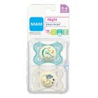 Alternate image 1 for MAM Night Age 0-6 Months Glow-in-the-Dark Pacifier in Blue (2-Pack)