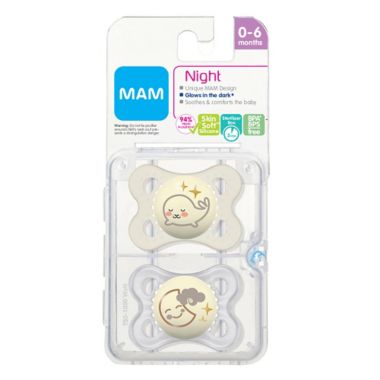 MAM Night 2-6M 2-Pack Glow in the Dark Pacifiers. View a larger version of this product image.