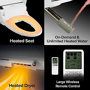 SmartBidet Heated Electronic Elongated Toilet Seat with Dryer in White. View a larger version of this product image.