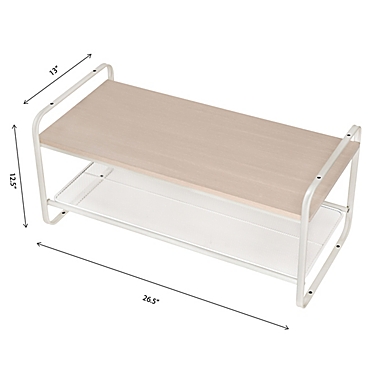 Squared Away&trade; 2-Tier Wood and Metal Shoe Rack in Blond/Coconut Milk. View a larger version of this product image.