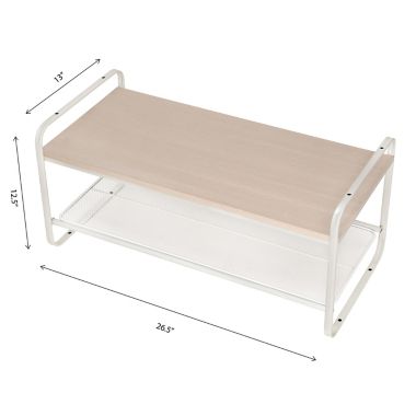 Squared Away&trade; 2-Tier Wood and Metal Shoe Rack in Blond/Coconut Milk. View a larger version of this product image.