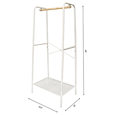 Squared Away&trade; Metal Garment Rack with Storage Base in Coconut Milk. View a larger version of this product image.