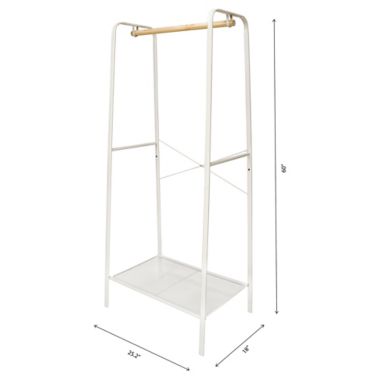 Squared Away&trade; Metal Garment Rack with Storage Base in Coconut Milk. View a larger version of this product image.