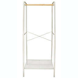 Squared Away™ Metal Garment Rack with Storage Base in Coconut Milk