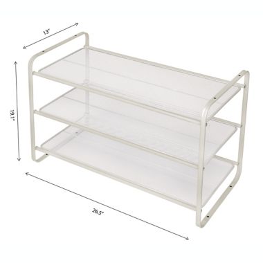 Squared Away&trade; 3-Tier Perforated Metal Shoe Rack in Coconut Milk. View a larger version of this product image.
