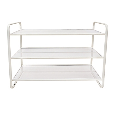 Squared Away&trade; 3-Tier Perforated Metal Shoe Rack in Coconut Milk. View a larger version of this product image.