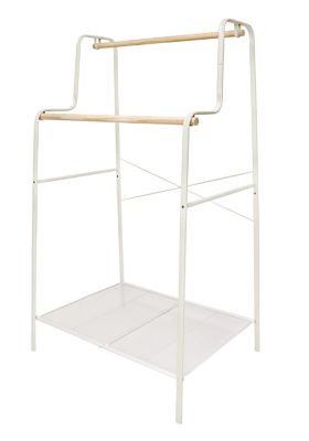 Squared Away&trade; 2-Tier Garment Rack with Storage Base in Blond/Coconut Milk
