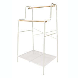 Squared Away™ 2-Tier Garment Rack with Storage Base in Blond/Coconut Milk